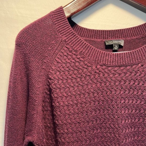The Limited Pullover Sweater Sz XL Purple Cotton Blend Crew Neck Eggplant - Picture 6 of 11